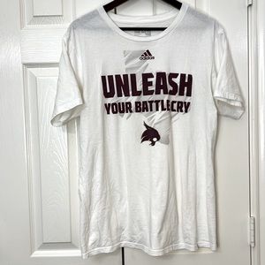 Texas State University White Adidas T shirt 100% Cotton Size L